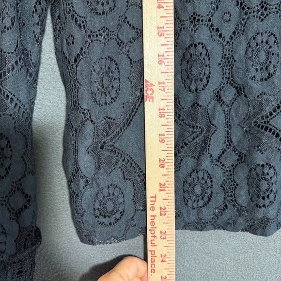 Guyueqiqin Floral Lace Mock Neck Blouse Top Women's Size Medium Black Party - Picture 5 of 8